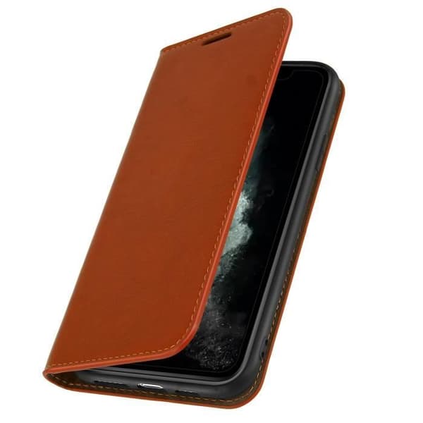 Folio-kotelo - AVIZAR - iPhone 11 Pro Max - Aitoa nahkaa - Videotuki - Korttitasku Kamel