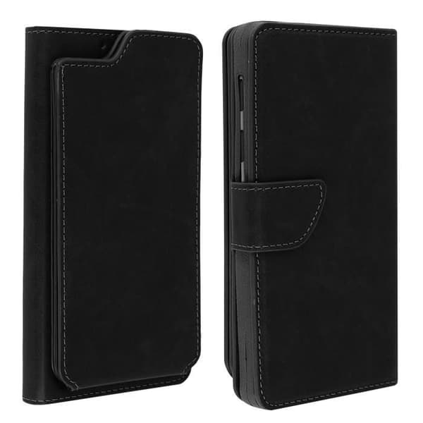 Smartphone Wallet Cover - AVIZAR - Universal - 5,3 til 5,5'' - Sort - Fuld beskyttelse svart