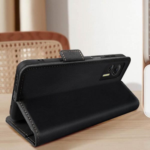 Etui til Ulefone Note 14 Wallet Line Pattern Funktion Video Support Sort Svart