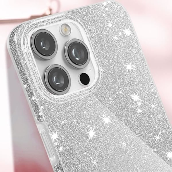 Glitter Case iPhone 16 Pro Maxille, silikoni ja polykarbonaattihopea Grå