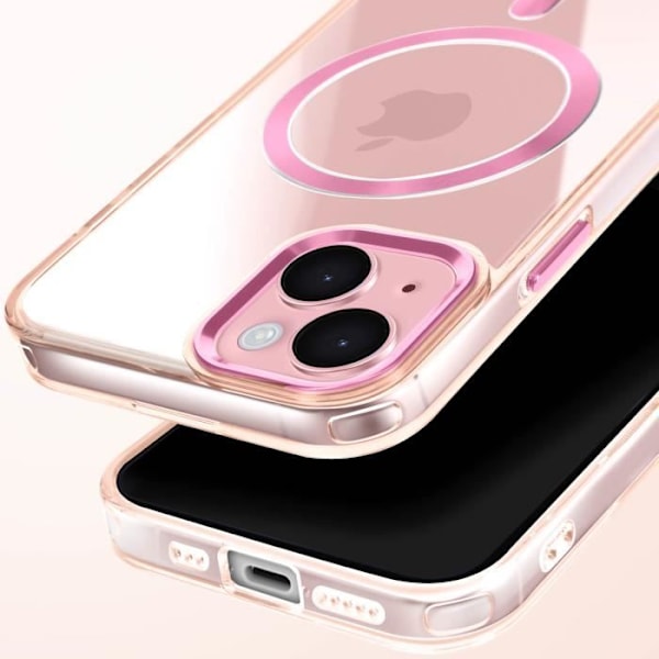 Coque MagSafe för iPhone 15 Bakre Kristall Färg Rosé Champagne Rosa