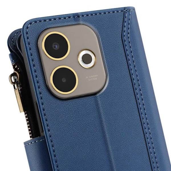 Plånboksfodral Oppo A5 Pro med avtagbar handrem Magnetisk stängning Blå