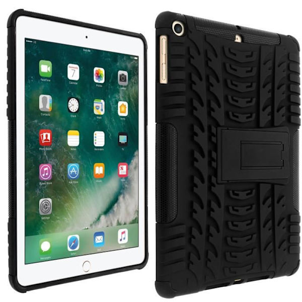 Coque iPad 9.7 - AVIZAR - Forstærket Stødabsorbering - Silikonegummi - Polycarbonat - Indbygget Støtte Svart