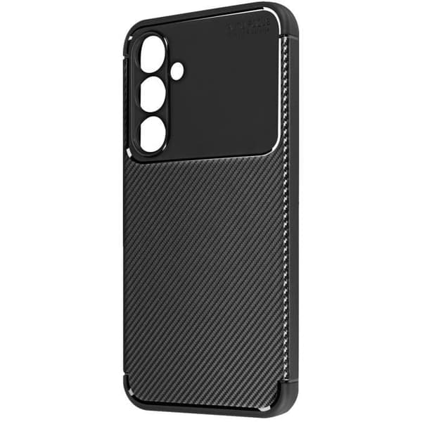 Cover - ADVARSEL - Samsung Galaxy A35 - Fleksibel Silikone - Stødabsorberende - Carbon Effekt Sort Svart