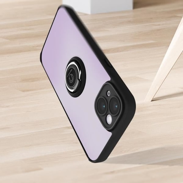 iPhone 14 Fodral Bi-material Metal Ring Video Support svart Svart