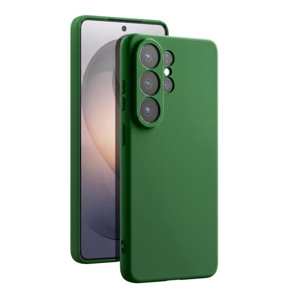 Silicone Soft-Touch Cover til Galaxy S26 Ultra med Mikrofiberforing Mørkegrøn Grön
