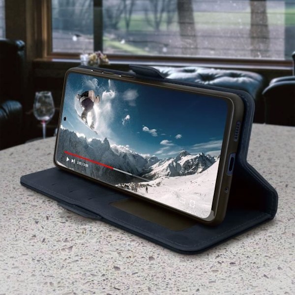 Étui - AVIZAR - Samsung S20 FE - Øko-læder Vintage - Blød Cover - Video Støtte Blå