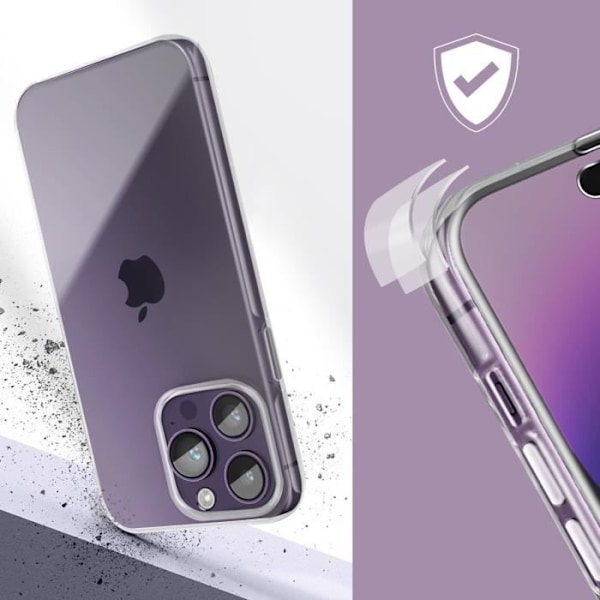 iPhone 14 Pro -kotelo - AVIZAR - Täysi kova takaosa ja pehmeä etuosa - Valkoinen - Läpinäkyvä - Pehmeä kotelo Transparent