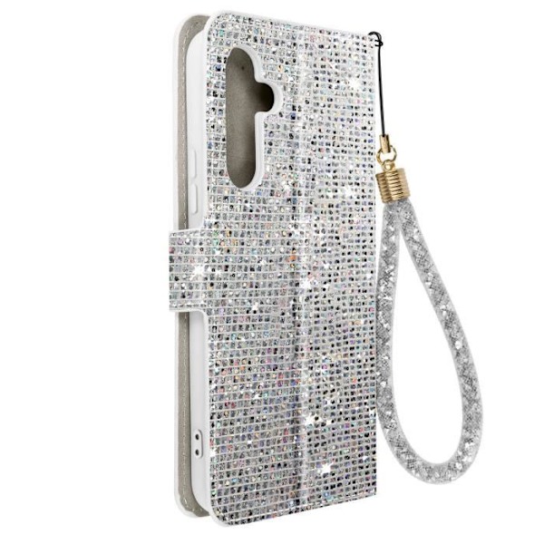 Fodral för Samsung Galaxy A34 5G Glitter Disco Wallet Video Support Silver Grå