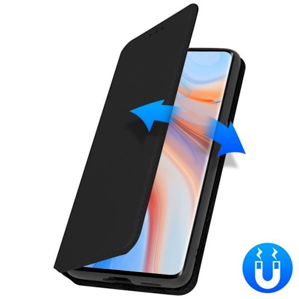 Housse - AVIZAR - Oppo Reno 4 Pro - Øko-læder - Stativfunktion - Sort Svart
