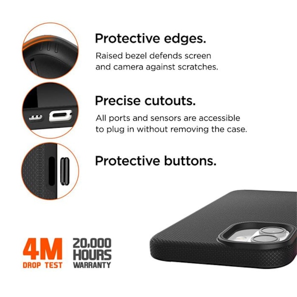 Coque Rigide för iPhone 16 Plus North Case Falltest 4m Ultra Förstärkt Eiger Svart Svart