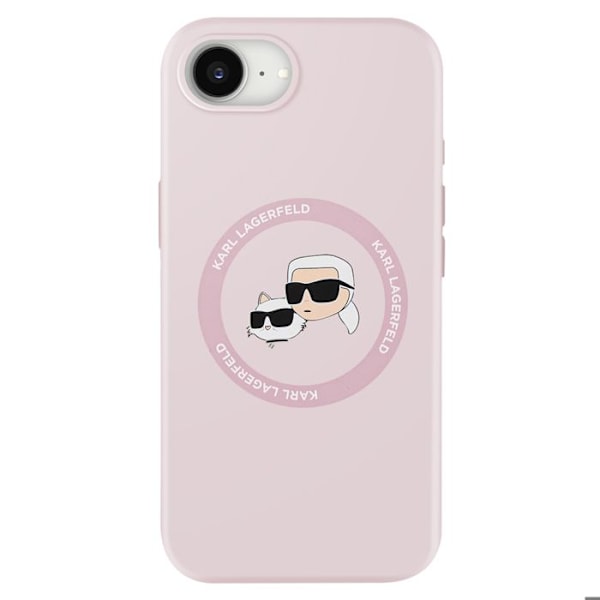 Coque MagSafe för iPhone 16e Silikonmjuk Tryckt Karl & Choupette Karl Lagerfeld Powderrosa