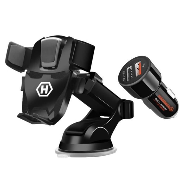 Tuki Auto Smartphone Imukuppi ja Kytkimen Lataaja 30W 2x USB HAMMER Svart