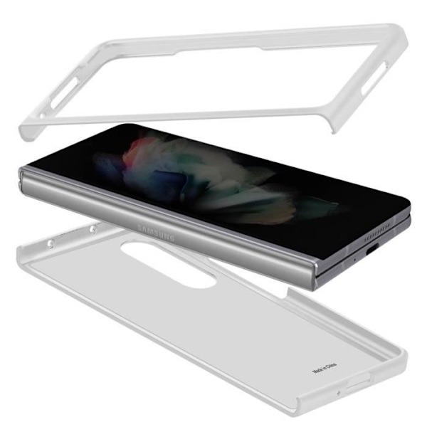 Skyddsskal - Samsung - Galaxy Z Fold 3 - Silikon gel - Matt finish - Tryckt logotyp Vit