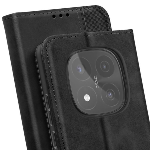 Redmi Note 14 Pro ja 14 Pro Plus Musta Kotelo, Lompakko ja Tuki Svart