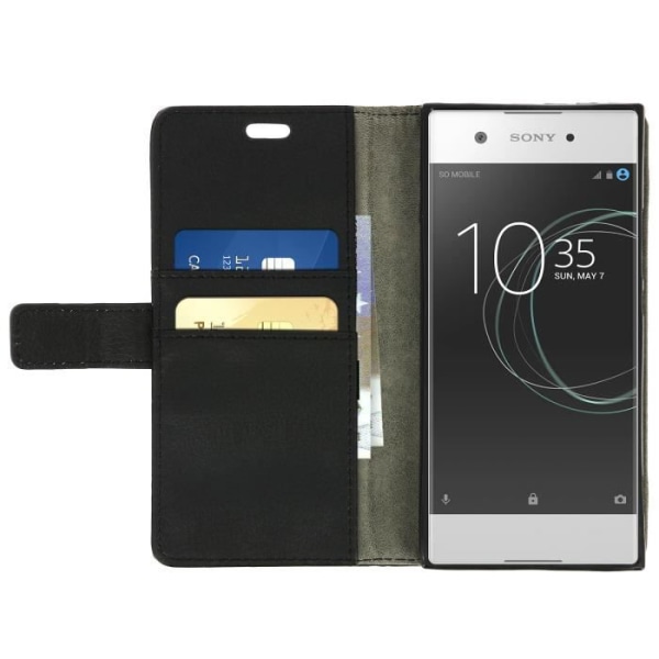 Hus Portefølje - AVIZAR - Sony Xperia XA1 - Sort - Semi-fast skal - Støttefunktion Svart