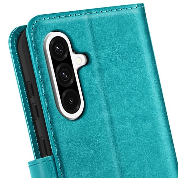 Plånboksfodral för Galaxy A37 med handledsrem och ställfunktion Mayaxess Turkos Blå