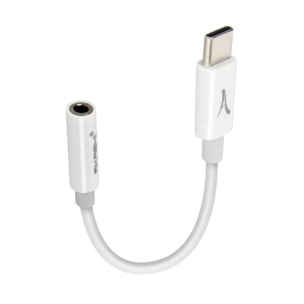 USB-C Lydadapter - Akashi - Jack 3.5mm - Fleksibel - Mikrofonfunktion - Hvid Vit