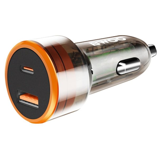 Laturiauto 38W Kaksoisportti USB-C ja USB Nopea lataus Kompakti Bwoo Kirkas