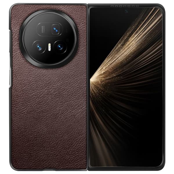 Cover - ADVARSEL - Honor Magic V5 - Stiv - Læderlook - Mørkebrun brun