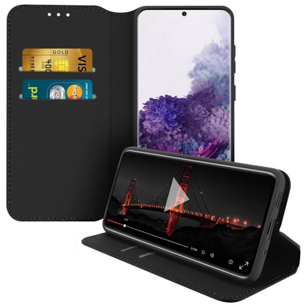Smartphoneetui - AVIZAR - Galaxy Note 10 - Øko-læder - Støttefunktion - Sort Svart