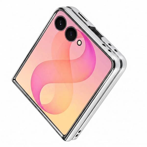 Glitterfodral för Samsung Galaxy Z Flip 8 med silverfärgad kant Grå