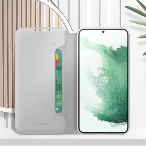 Officiellt fodral - Samsung - Galaxy S22 - Smart LED-skal - Grå - Korthållare - Antimikrobiell Grå
