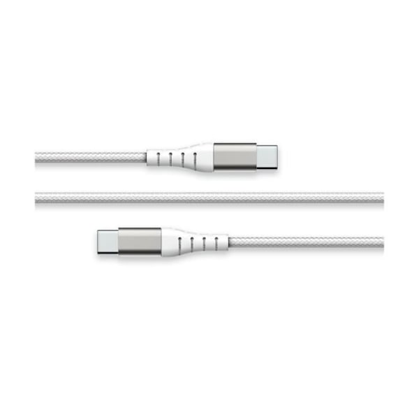 USB-C til USB-C 3A Forstærket Vendbar Opladning og Synchronisering 2m Force Power Hvid Grå