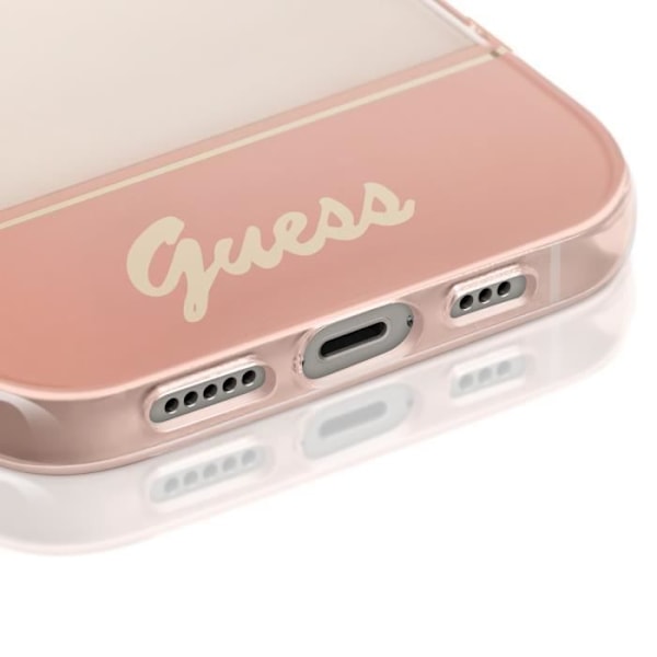 iPhone 14 Kuori Läpinäkyvällä Designilla ja Korukivillä Guess Vaaleanpunaisena Rosa