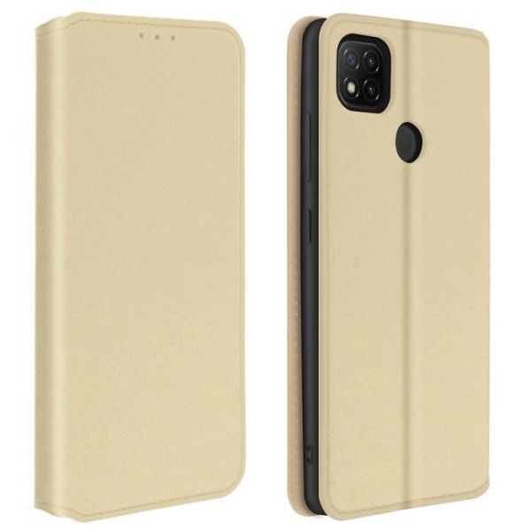 Housse - AVIZAR - Xiaomi Redmi 9C - Øko-læder - Støttefunktion - Guld Gul Gult guld
