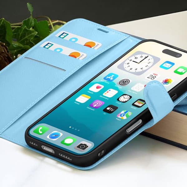 Plånboksfodral - ZANAÉ - iPhone 17 Pro Max - Ljusblå - Videostöd - Magnetisk flik Blå