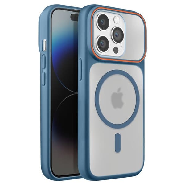 iPhone 14 Pro Cover Bi-Material Design MagSafe Kompatibel Mørkeblå Blå