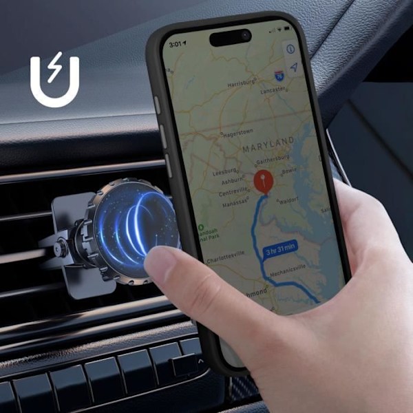 Coque til iPhone 16 Pro Max med metalring og videostander i sort Svart