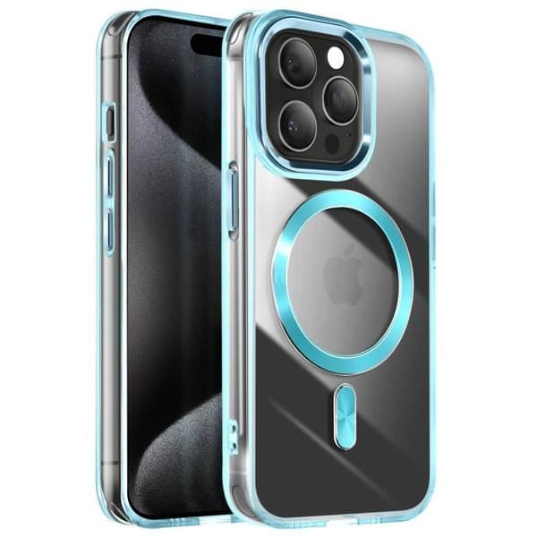 Coque MagSafe - iPhone 15 Pro - Baggrund i glas farve - Blå - Anti-gulning Blå