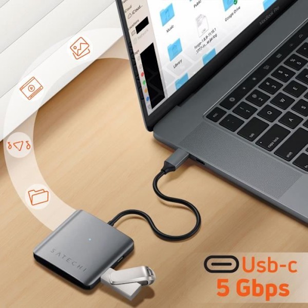 USB C Hub til 4x USB-C-porte 5 Gbps Overførselshastighed Satechi grå