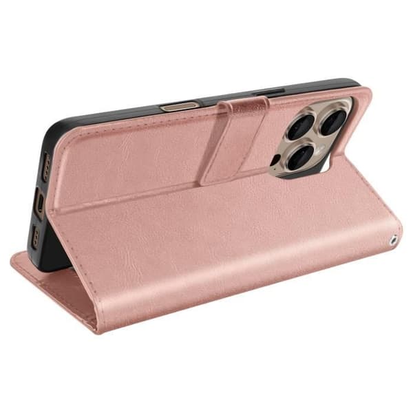 Fodral för iPhone 16 Pro Plånbok med Handledsrem Mayaxess Roséguld Rosa