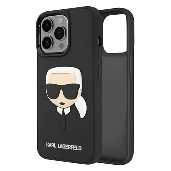 Cover til iPhone 14 Pro - KARL LAGERFELD - Bi-materiale - Forhøjede kanter - Sort Svart