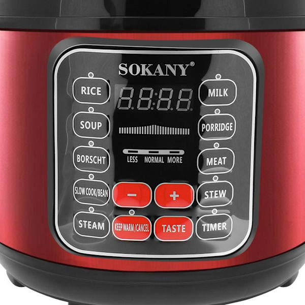 Autocuiseur - SOKANY - 5L - Rustfrit stål - Multifunktionel - Programmerbar Svart