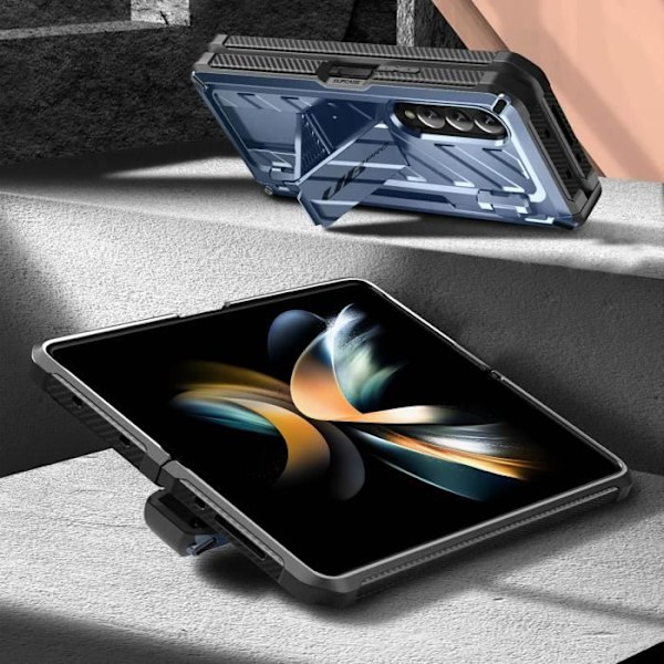 Coque Samsung Galaxy Z Fold 4 - SUPCASE - Unicorn Beetle Pro - Blå - Stötsäker - Fällbar ställning Blå