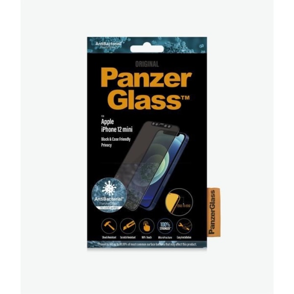 PANZERGLASS - PanzerGlass Apple iPhone 12 mini Yhteensopiva Friendly Privacy AB koteloiden kanssa, musta