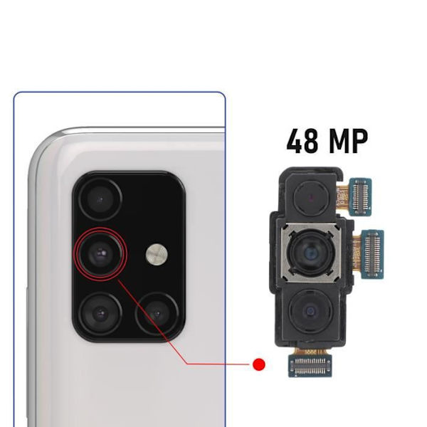 Takakamera - RELIFE - Galaxy A51 - Kolmoisobjektiivi 48-12-5MP - Väri musta - Luotettava vaihto Svart