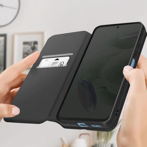 Etui til Redmi Note 12 4G - AVIZAR - Magnetisk flip-kortholder videounderstøttelse - Sort Svart