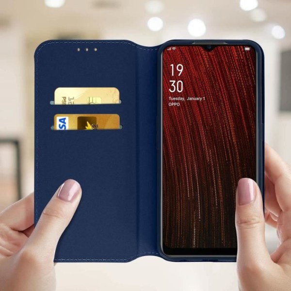 Hus - AVIZAR - Oppo A5 2020 / A9 2020 - Plånboksfodral - Ekologiskt läder - Stödfunktion Blå
