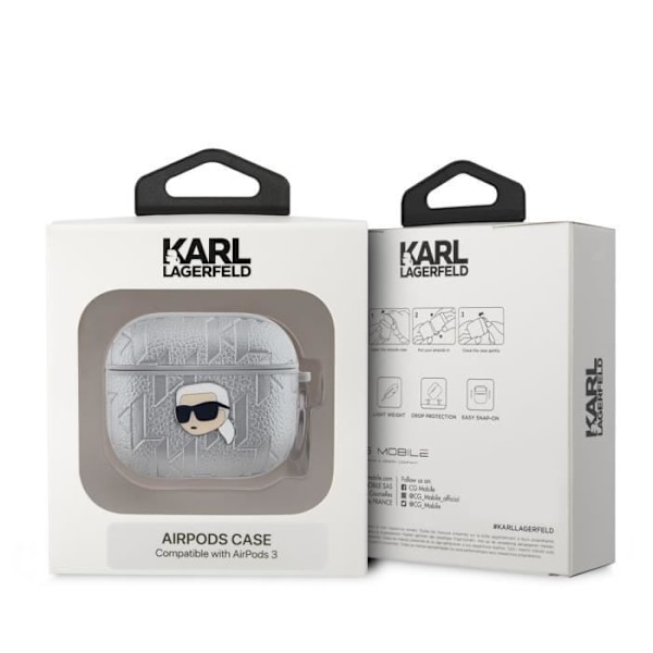 Étui til AirPods 3 Monogram med Karl Head Prægning Karl Lagerfeld Sølv Grå