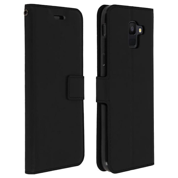 Smartphone-fodral - Samsung - Galaxy A6 - Ekologiskt skinn - Svart - Stödfunktion Svart