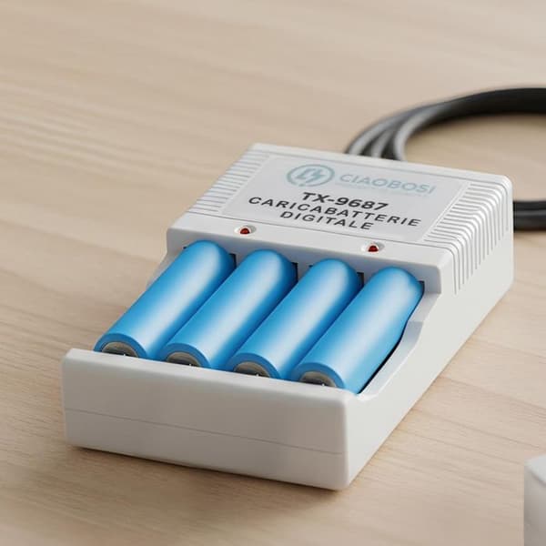 Digitalt AA og AAA Batterioplader 4 Kanaler Stik 220V AC 130mA Grå Grå