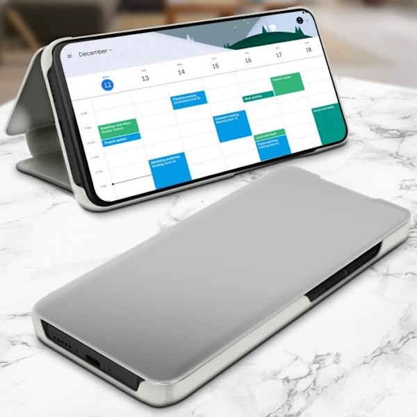 Fodral - Xiaomi - Mi 10T / Mi 10T Pro - Genomskinlig Flip - Spegel Design - Stöd Silvergrå