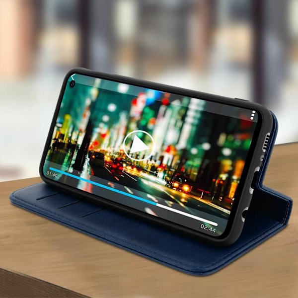 Husfolio plånbok - AVIZAR - Samsung Galaxy S10e - Silikongel - Fullständigt skydd - Videostöd Midnattsblå