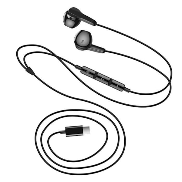 Magnetiske USB C-øretelefoner med mikrofon og LinQ-kontrolknapper Sort Svart