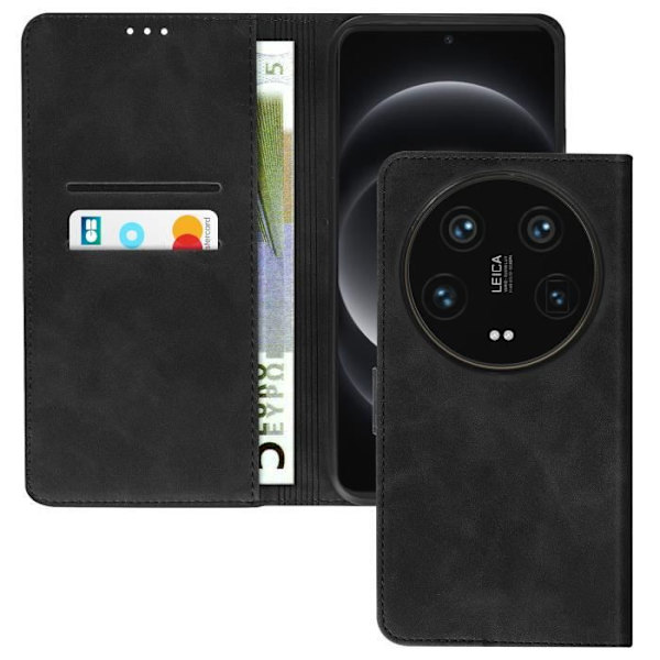 Fodral till Xiaomi 14 Ultra - AVIZAR - Wallet Flip Video Support - Svart Svart